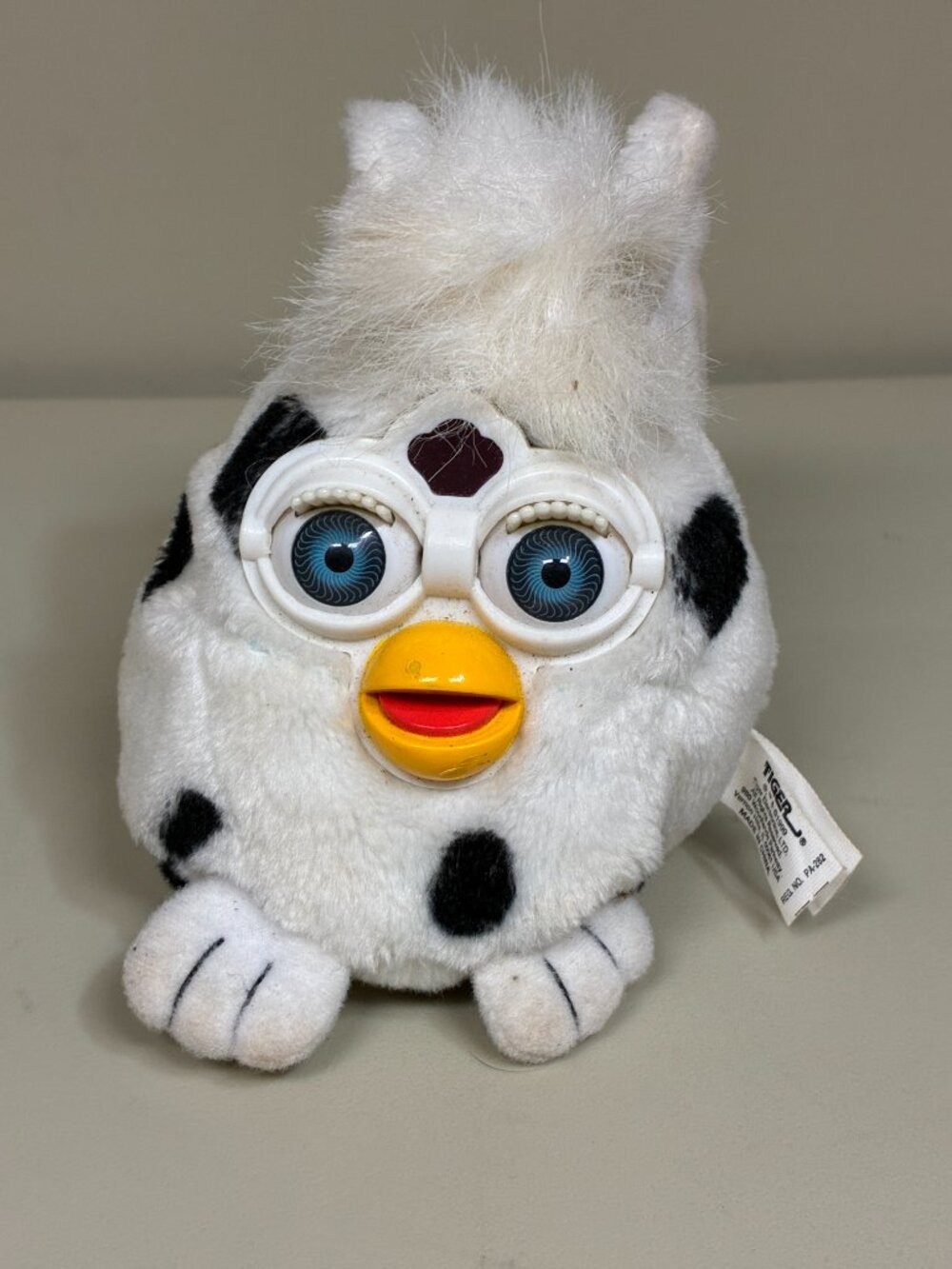 Vintage 1999 Tiger Electronics Furby Buddies Dalmatian Spotted Cow Print Plush
